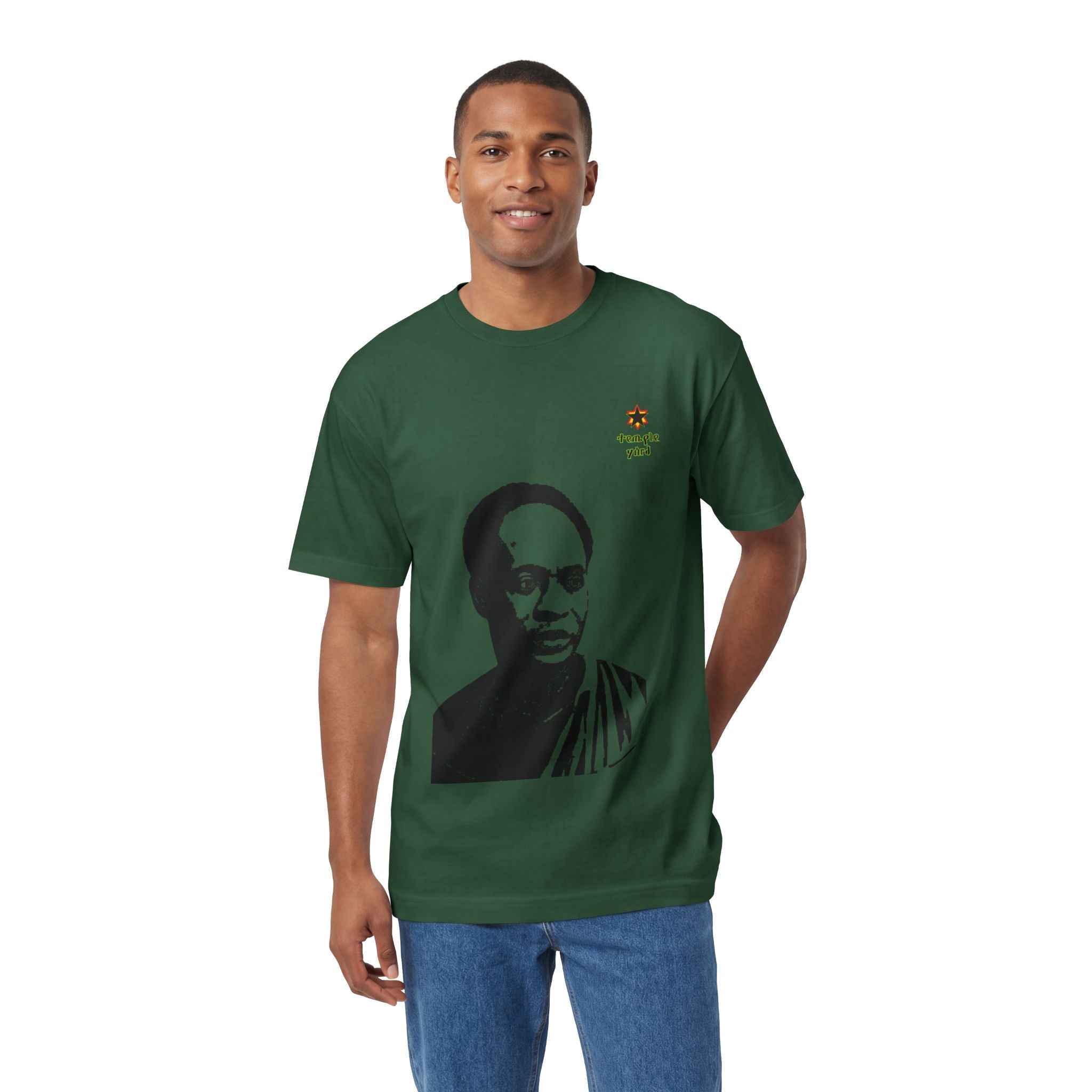 T-Shirt — Black & White Portrait Tee with 'thoughts yield' Accent