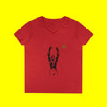 Ladies' V-Neck T-Shirt — Empowered Boxer Graphic with 'Imagine Yard' Floral Logo