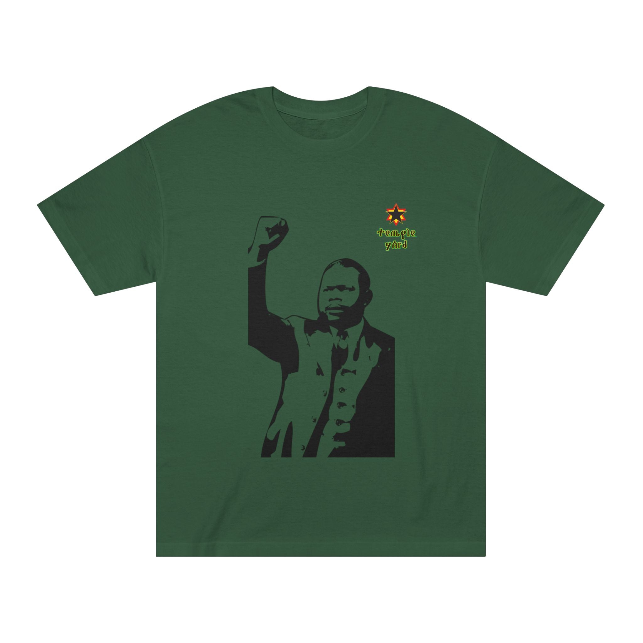 Classic Tee — Raised Fist Portrait Graphic with 'Temple Yard' Logo
