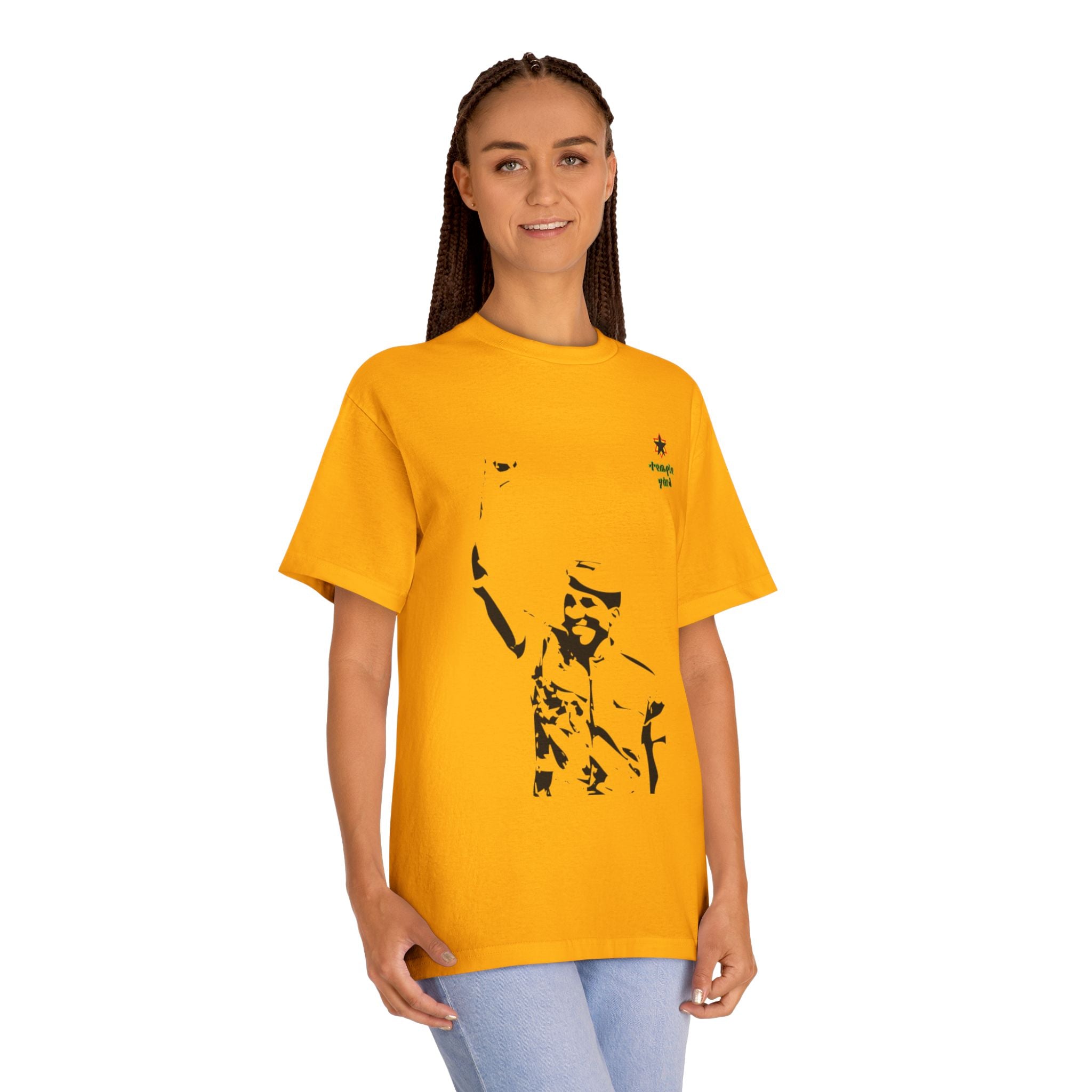 Graphic Tee — 'Resist' Minimalist Stencil Design with Small Chest Emblem