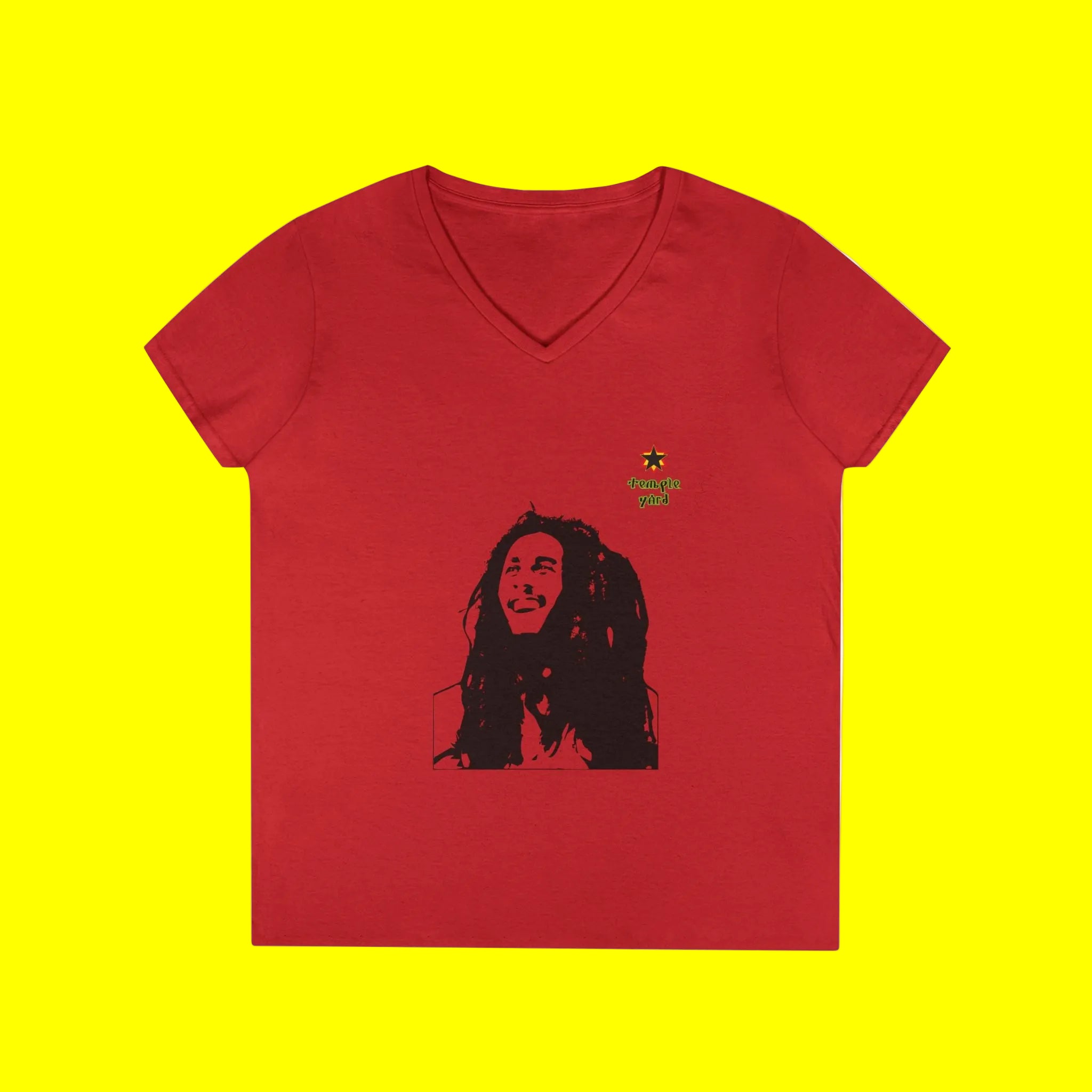 Bob  Portrait V-Neck Tee — "Positive Vibes" Ladies' T-Shirt