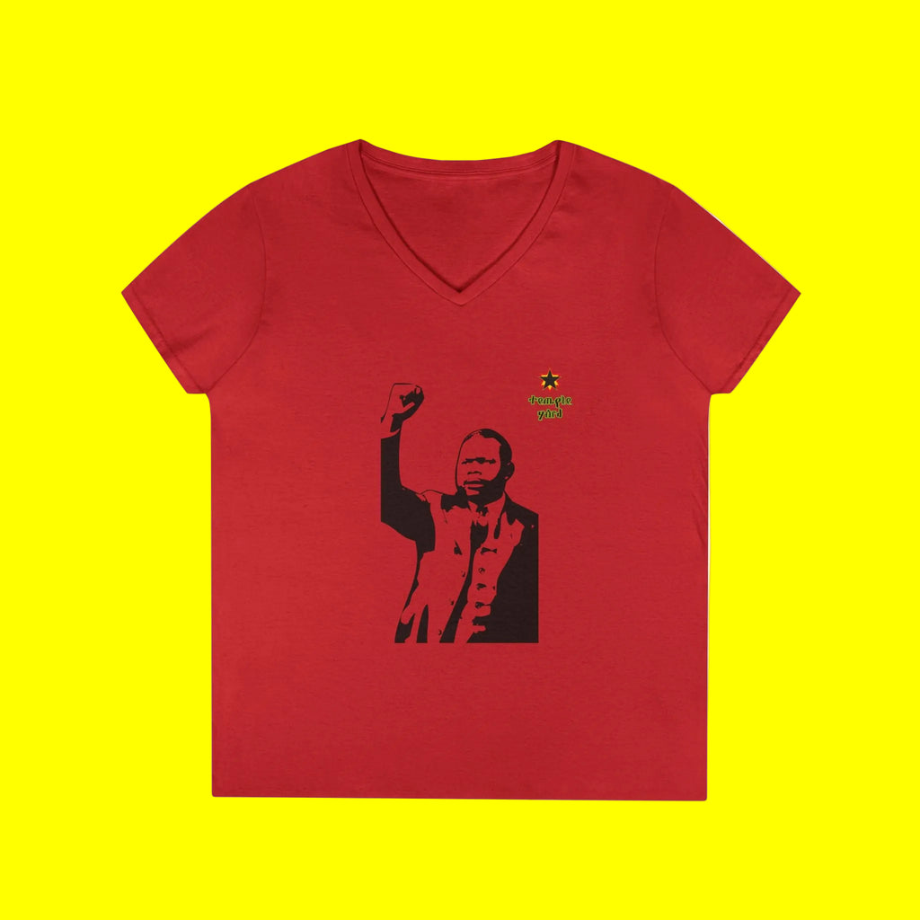 Revolutionary Portrait V-Neck Tee — 'Thank You' Graphic