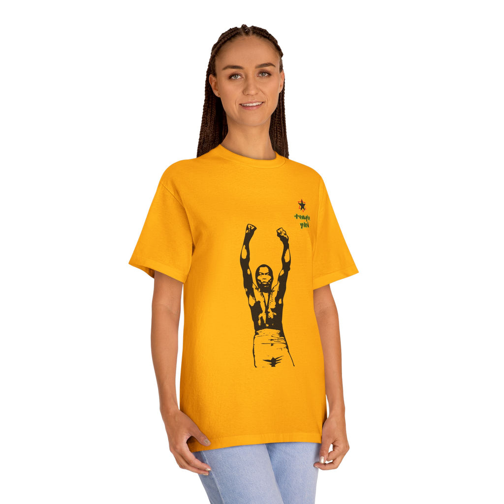 Classic Tee — Black Power Fist Graphic with 'Trouble Yard' Text