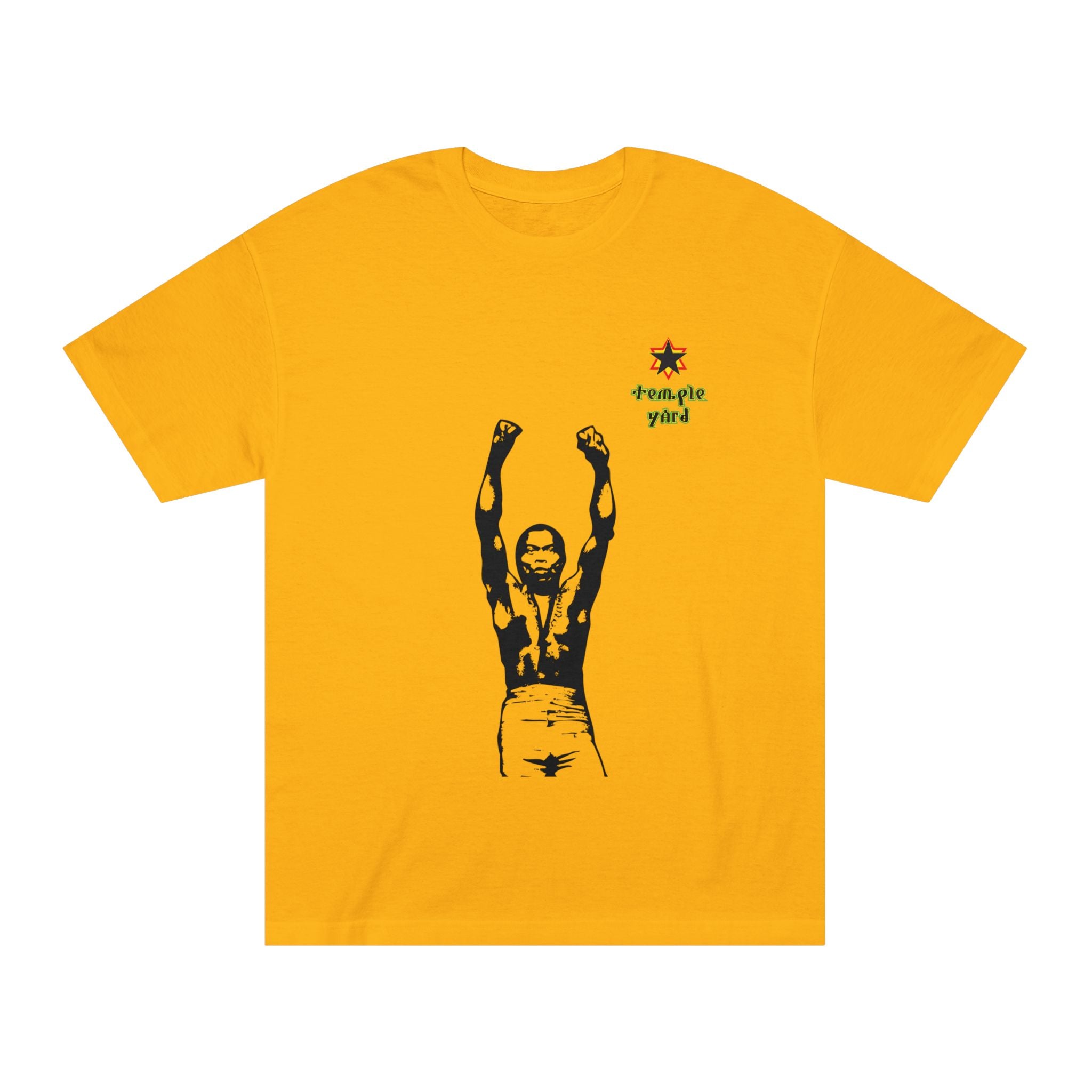 Classic Tee — Black Power Fist Graphic with 'Trouble Yard' Text