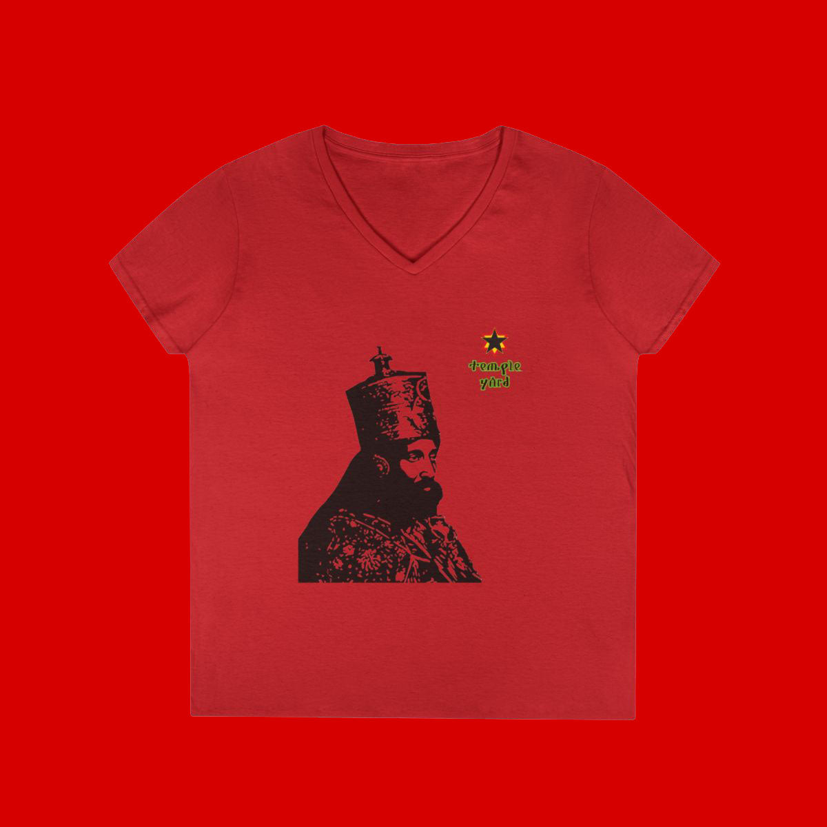 V-Neck Tee — 'Temple Yard' Reggae Graphic Tee