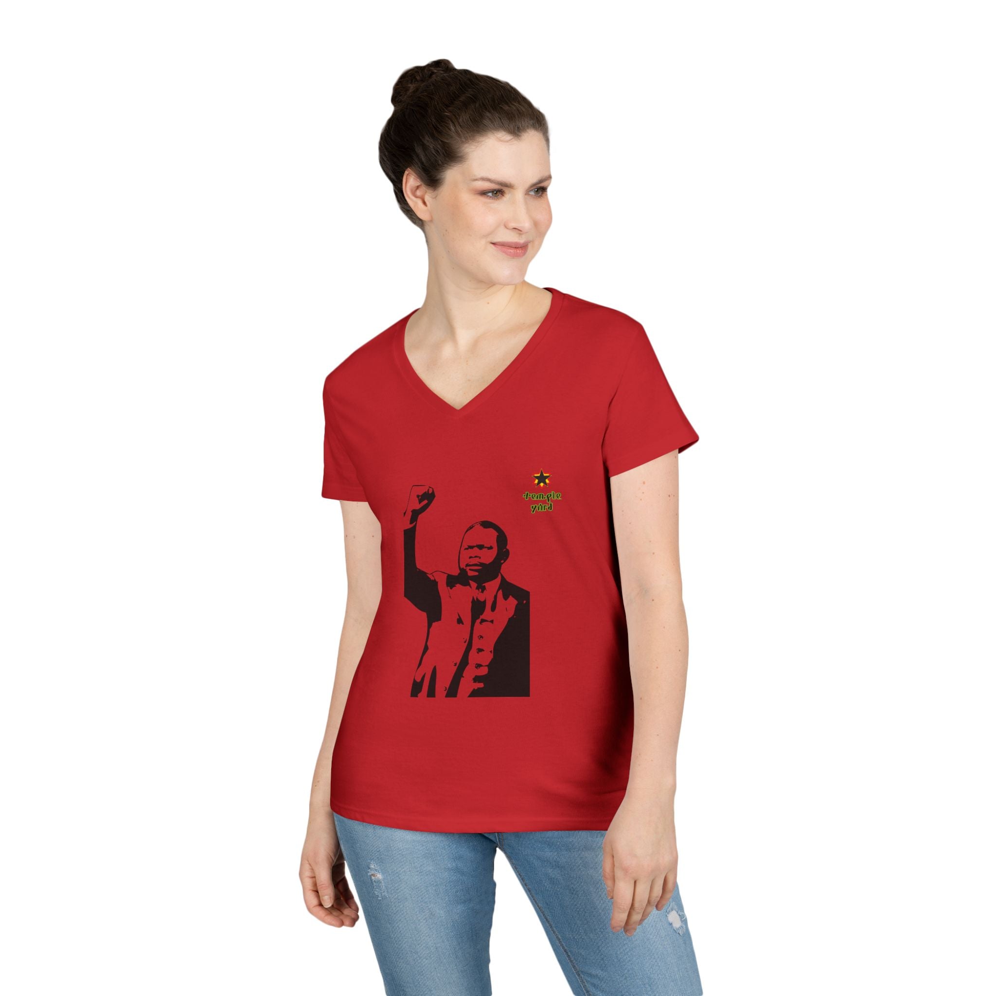 Revolutionary Portrait V-Neck Tee — 'Thank You' Graphic
