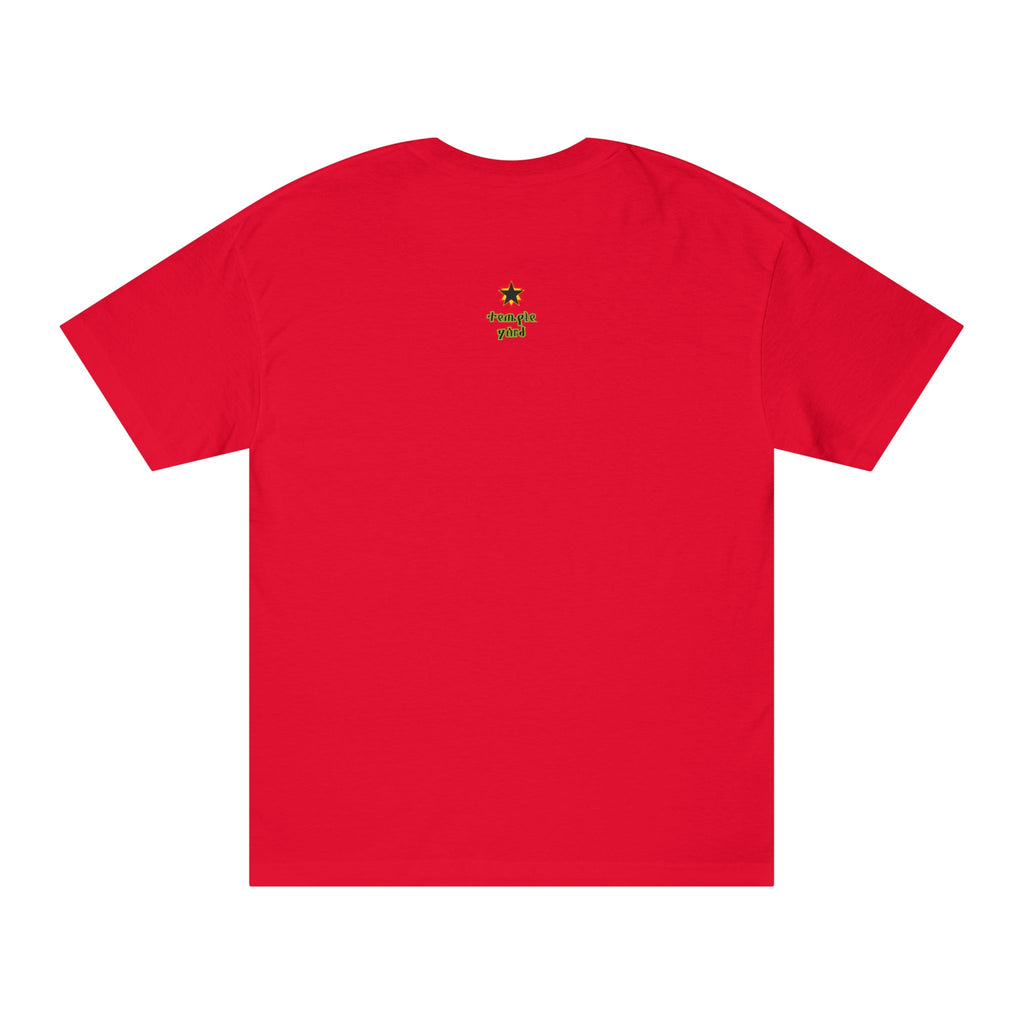 T-Shirt — Black & White Portrait Tee with 'thoughts yield' Accent