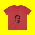 Men's V-Neck Tee — 'Señorita Yared' Portrait Tee (Minimal Black Portrait & Small Back Logo)