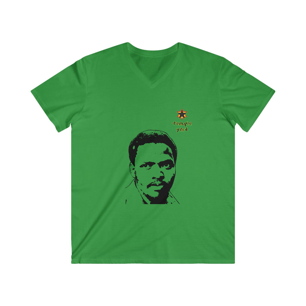 Men's V-Neck Tee — 'Señorita Yared' Portrait Tee (Minimal Black Portrait & Small Back Logo)