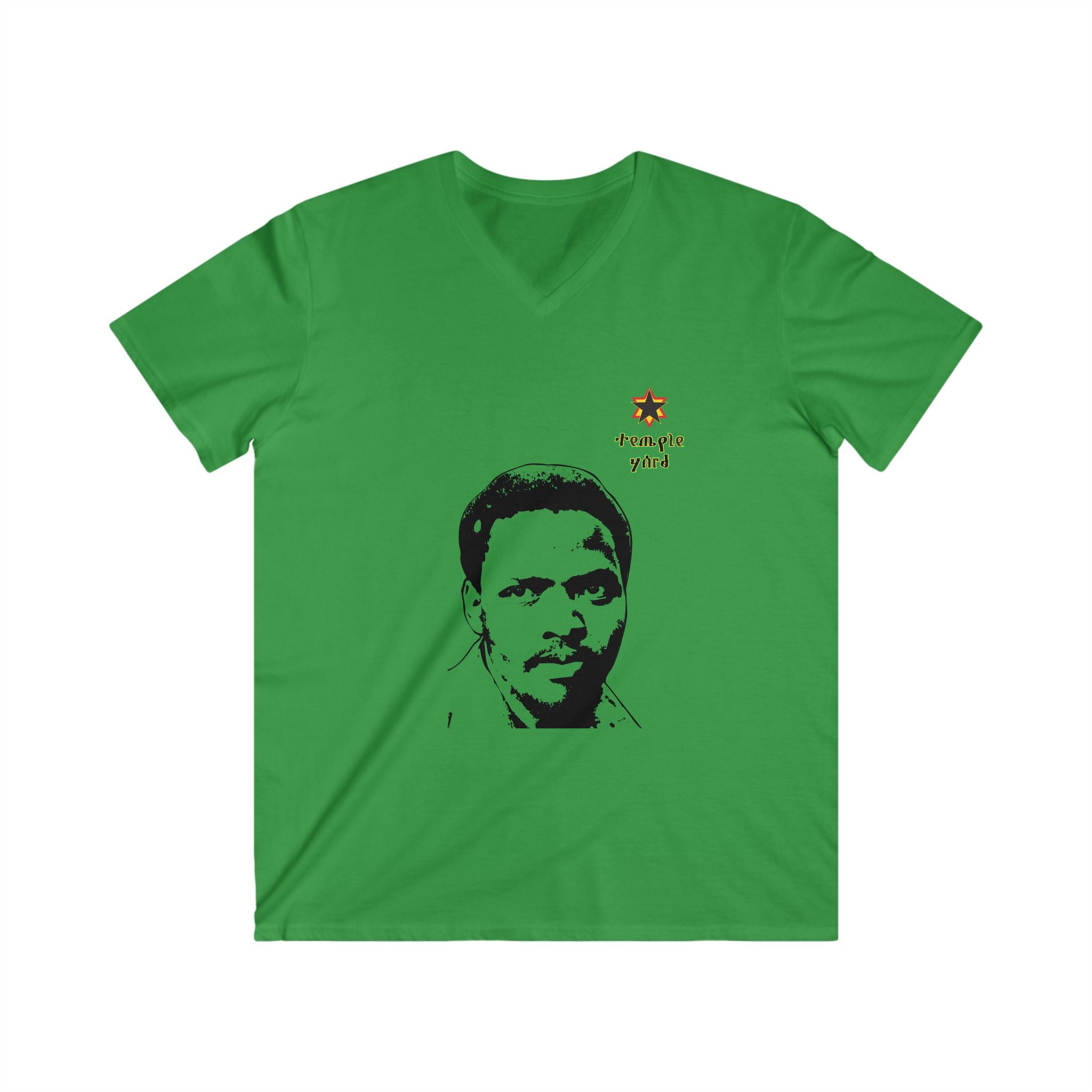 Men's V-Neck Tee — 'Señorita Yared' Portrait Tee (Minimal Black Portrait & Small Back Logo)