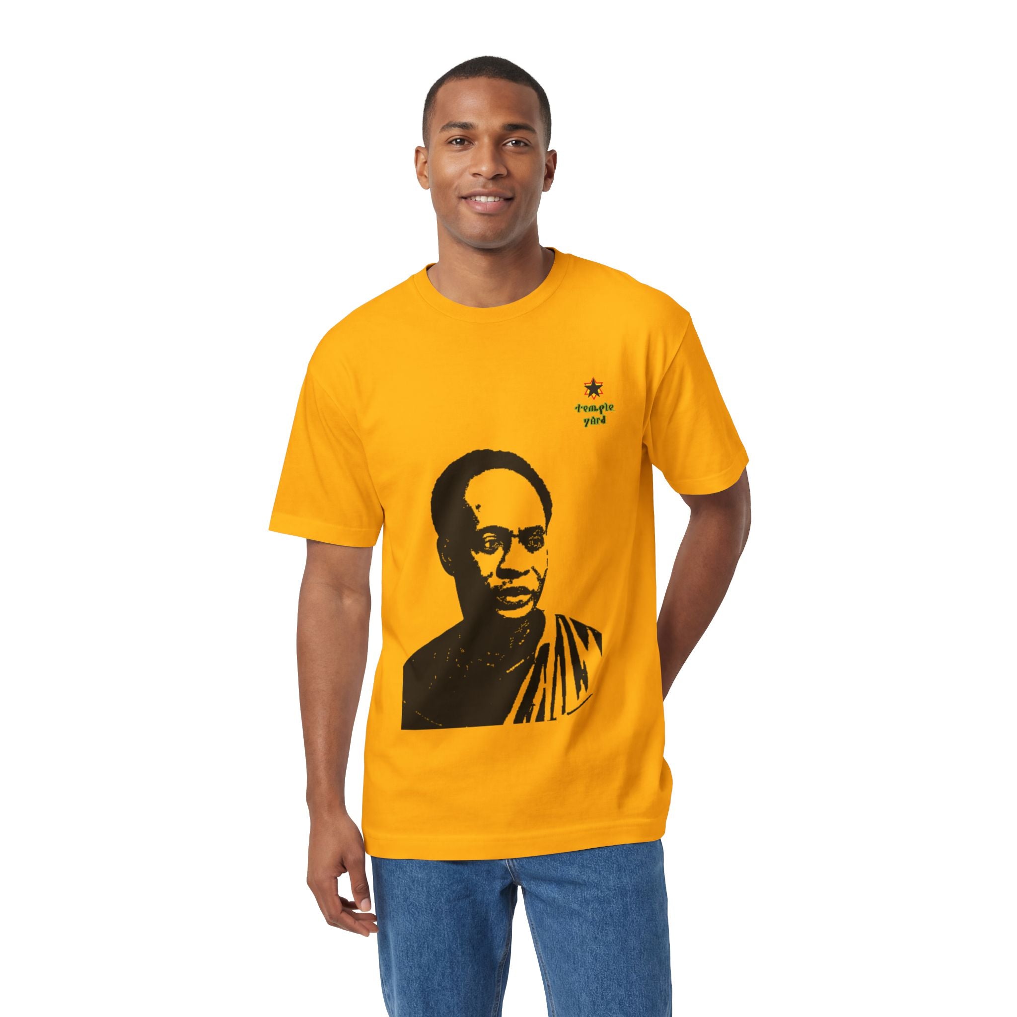 T-Shirt — Black & White Portrait Tee with 'thoughts yield' Accent