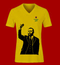 V-Neck Tee — Black Power Portrait with 'Triangle Yard' Logo