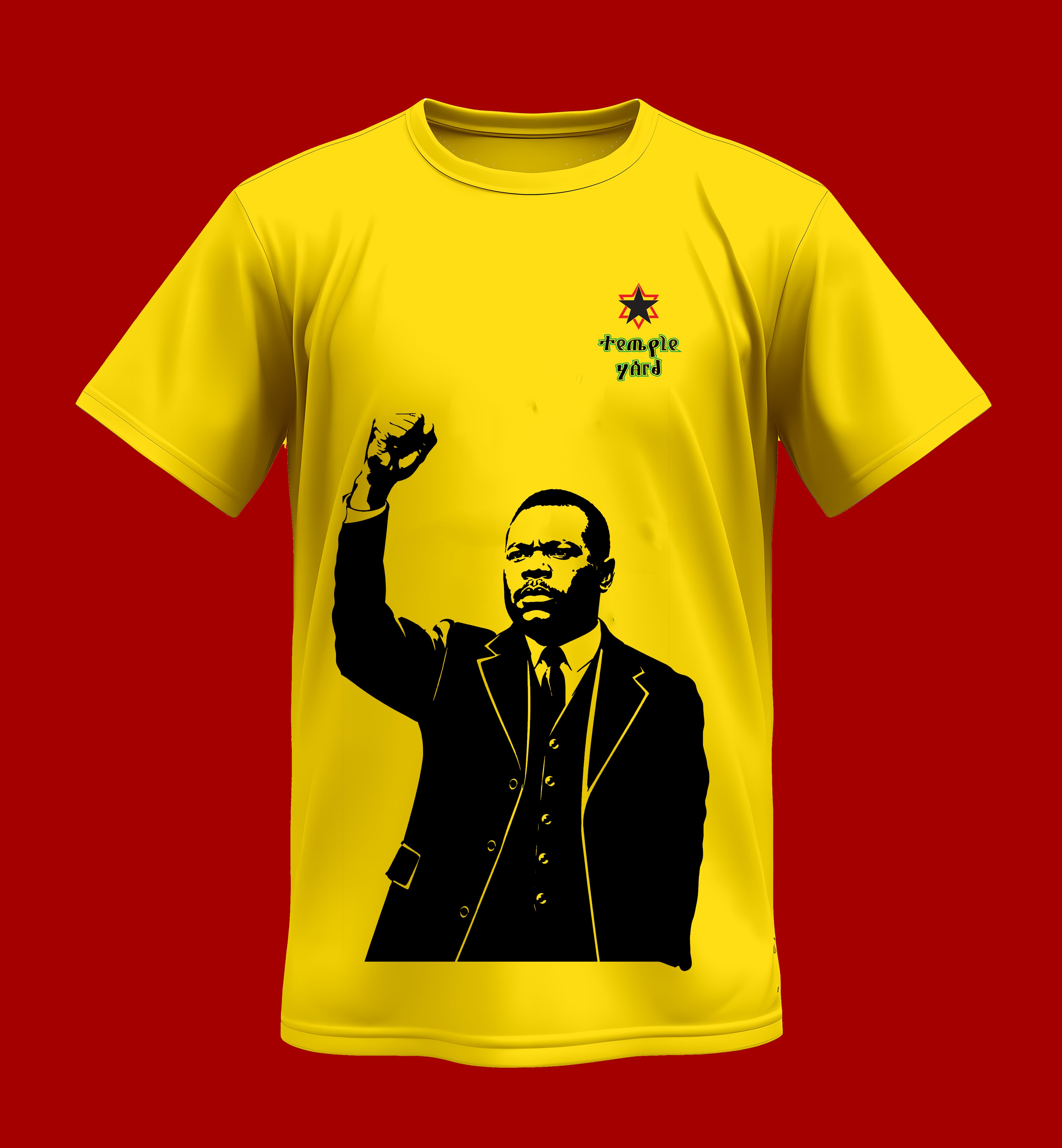 Classic Tee — Raised Fist Portrait Graphic with 'Temple Yard' Logo
