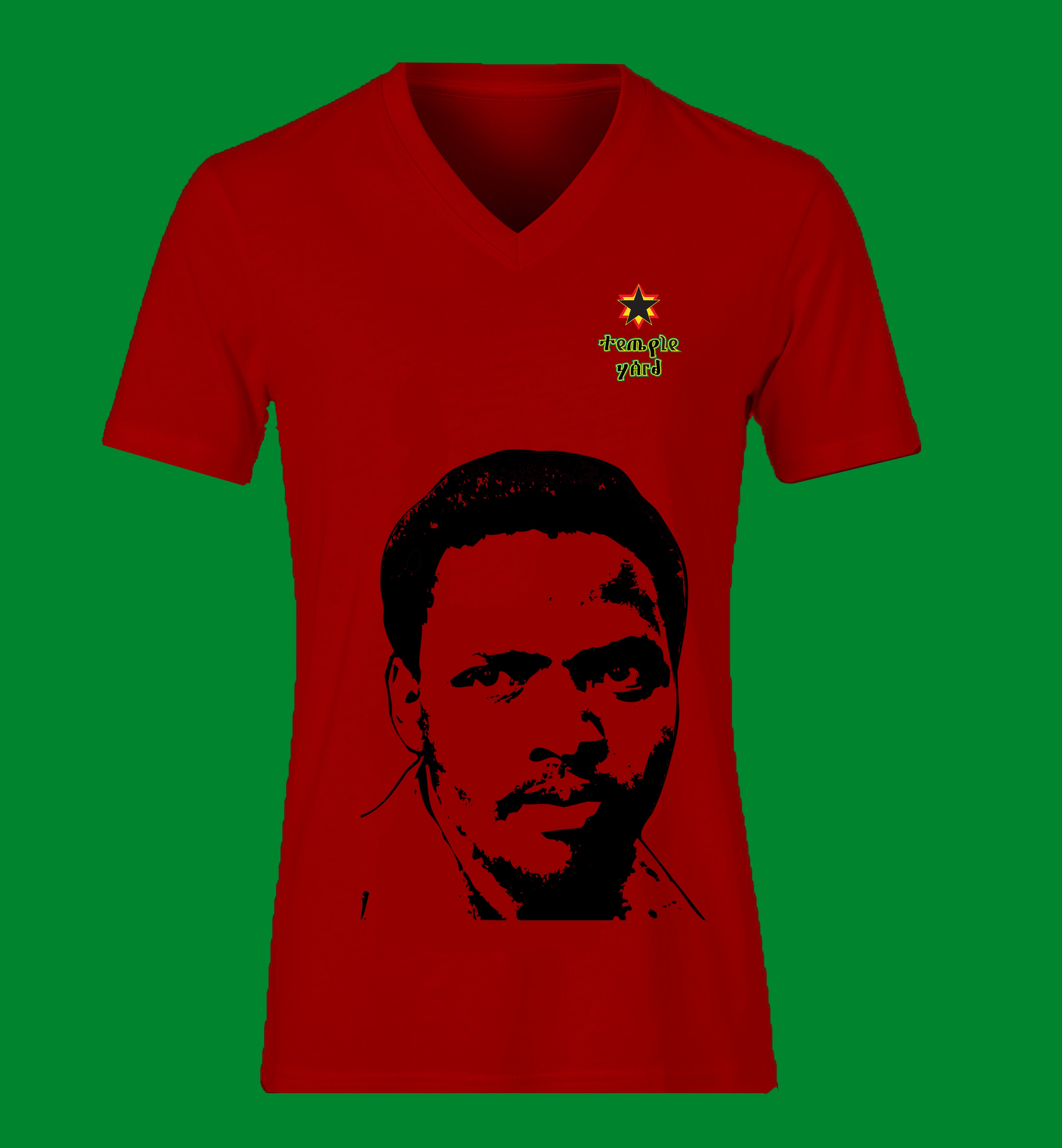 Men's V-Neck Tee — 'Señorita Yared' Portrait Tee (Minimal Black Portrait & Small Back Logo)