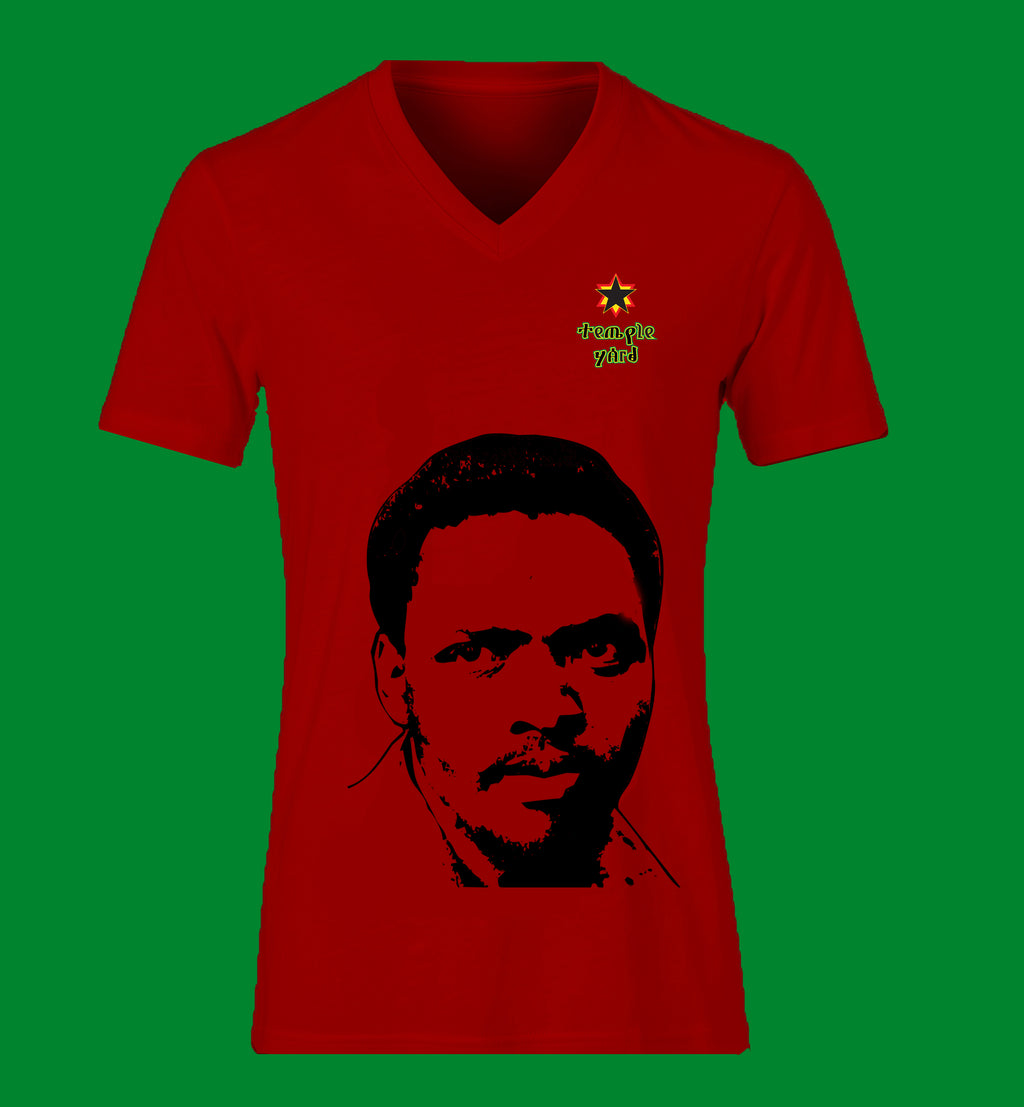 Ladies' V-Neck T-Shirt — Mandela Portrait Tee with 'Imagine Peace' Star