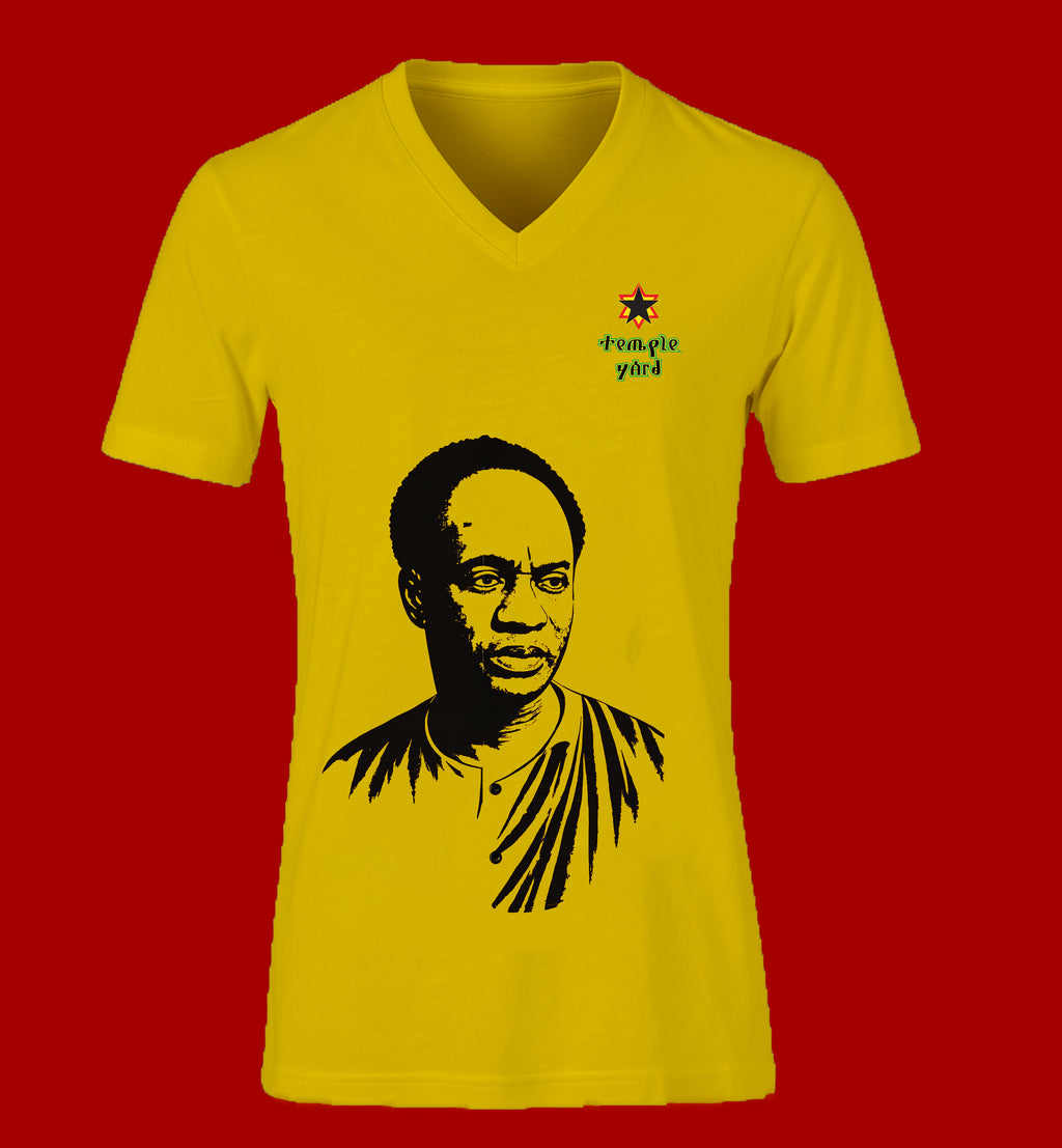 Men's V-Neck Tee — 'Señorita Yared' Portrait Tee (Minimal Black Portrait & Small Back Logo)