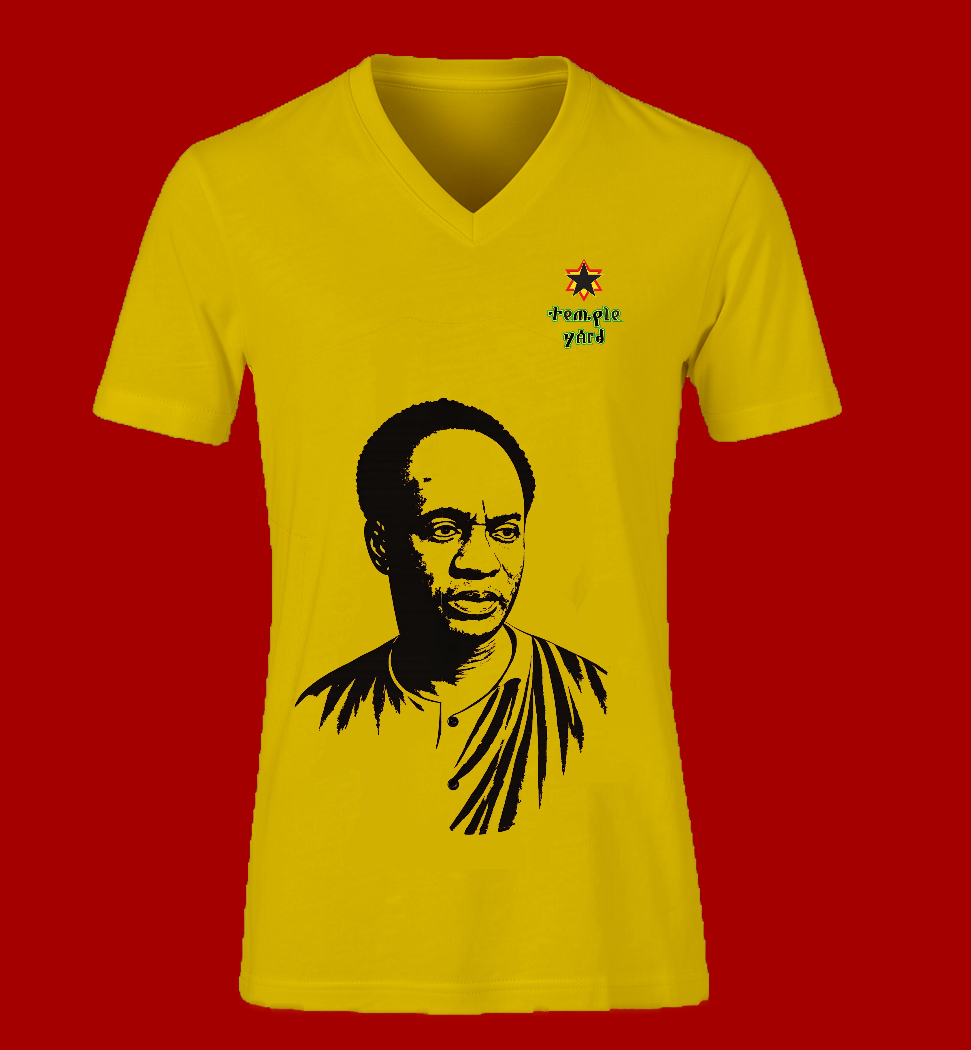 Men's V-Neck Tee — 'Señorita Yared' Portrait Tee (Minimal Black Portrait & Small Back Logo)