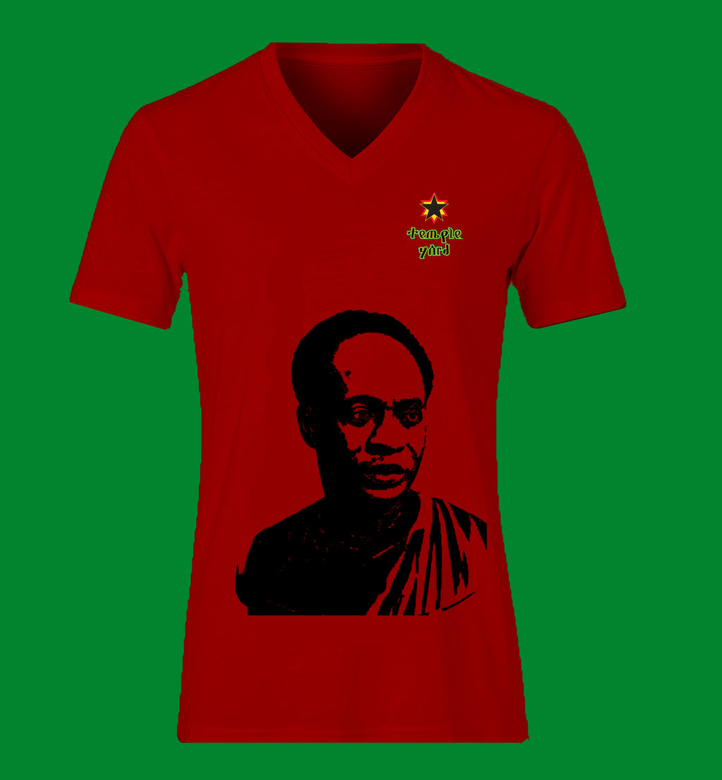 Ladies' V-Neck T-Shirt — Mandela Portrait Tee with 'Imagine Peace' Star