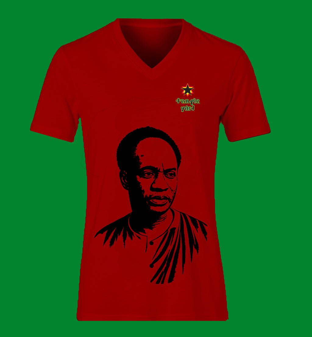 Ladies' V-Neck T-Shirt — Mandela Portrait Tee with 'Imagine Peace' Star
