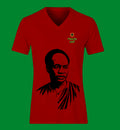 Ladies' V-Neck T-Shirt — Mandela Portrait Tee with 'Imagine Peace' Star