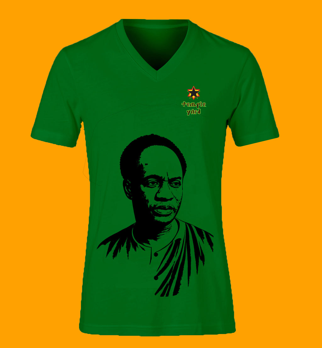 Ladies' V-Neck T-Shirt — Mandela Portrait Tee with 'Imagine Peace' Star