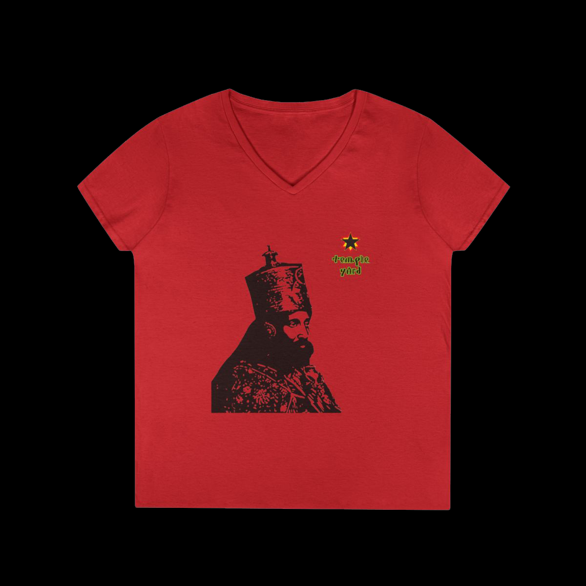 Haile Selassie Portrait V-Neck Tee — Men